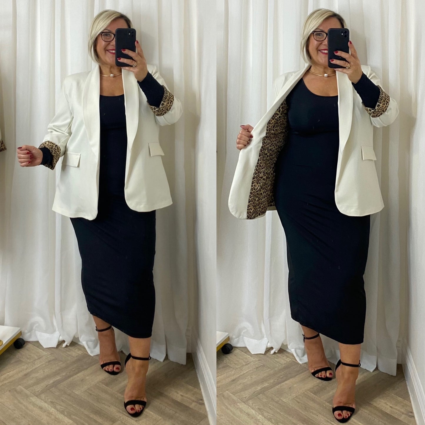 Cream Leopard Lined Blazer