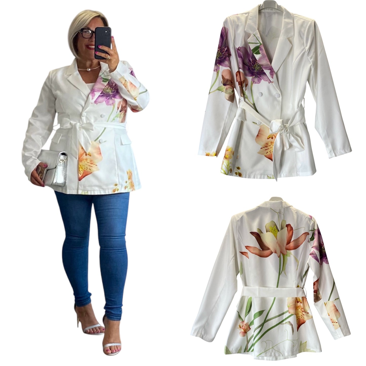 Flower On White Blazer