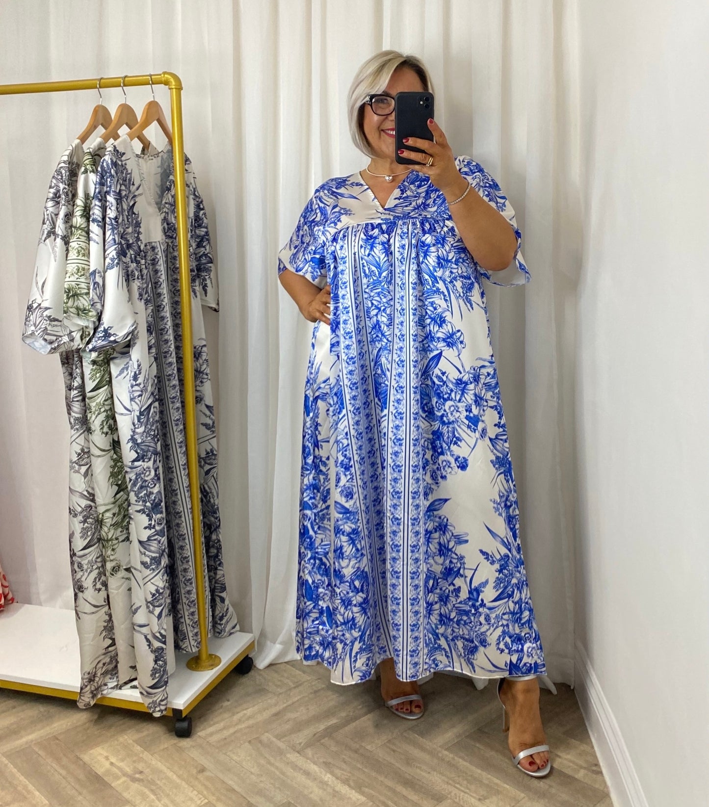 Blue Satin Feel Maxi