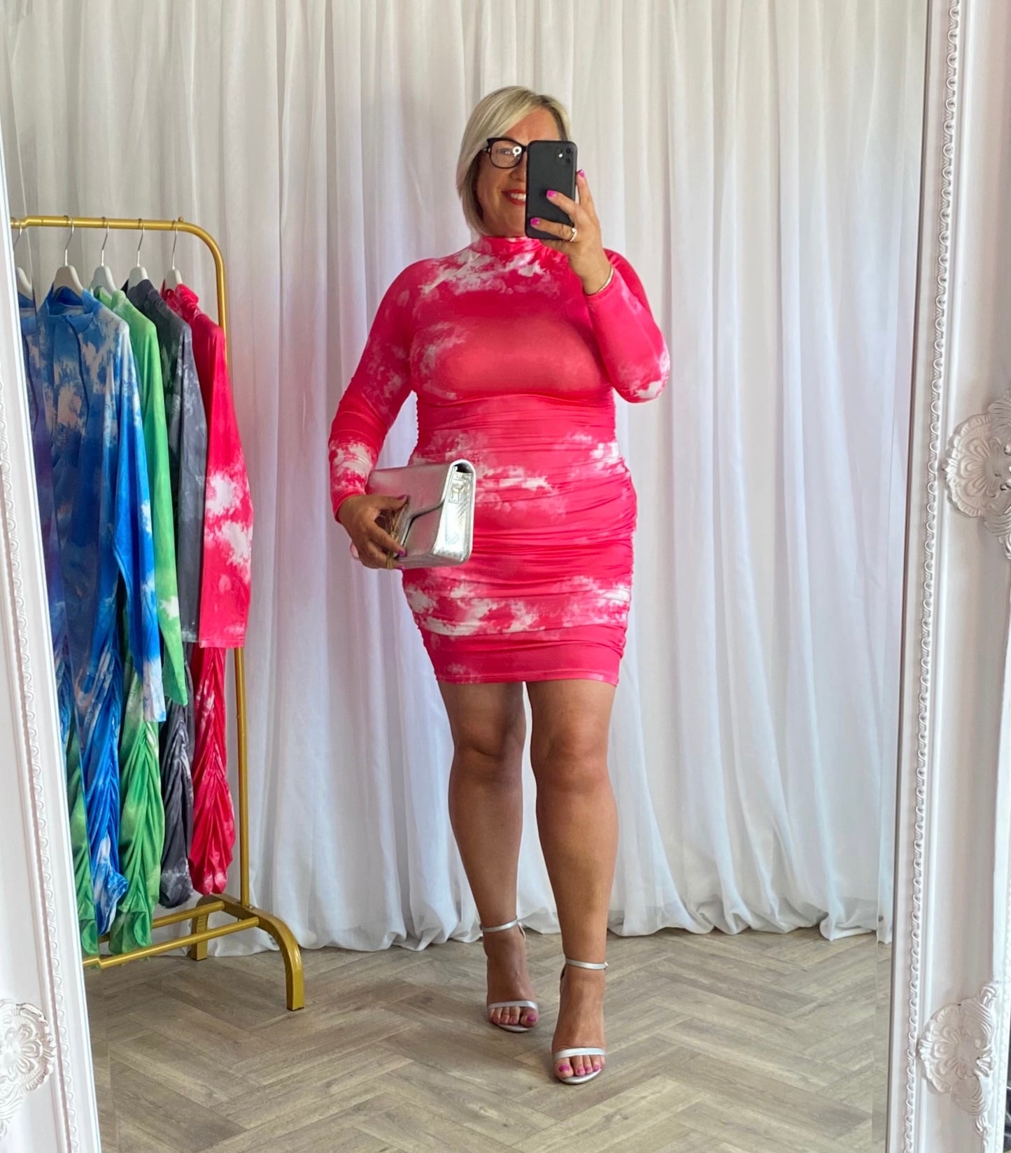 Hot Pink Ruched Bodycon Dress