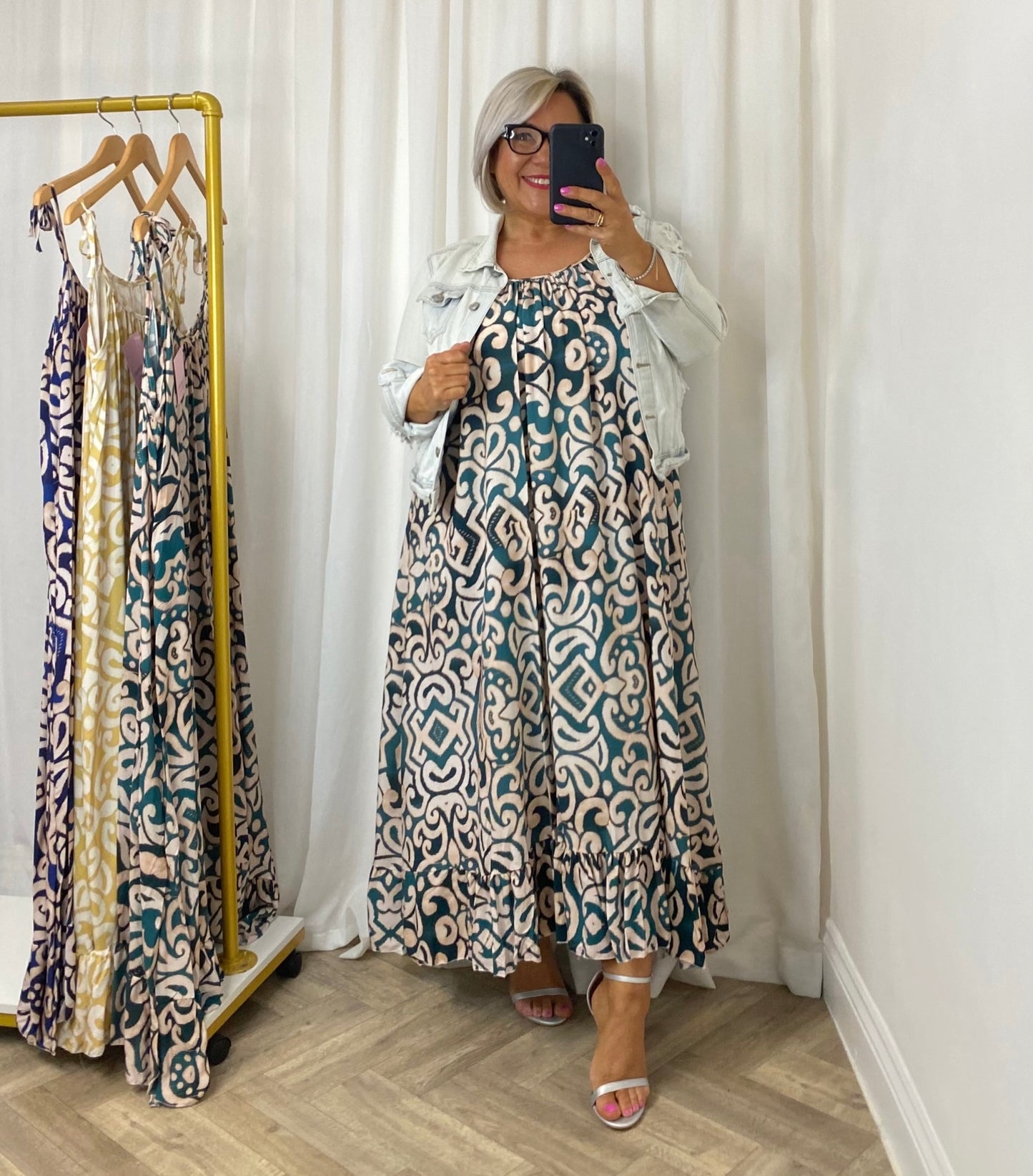 Dark Green Frill Hem Maxi Dress