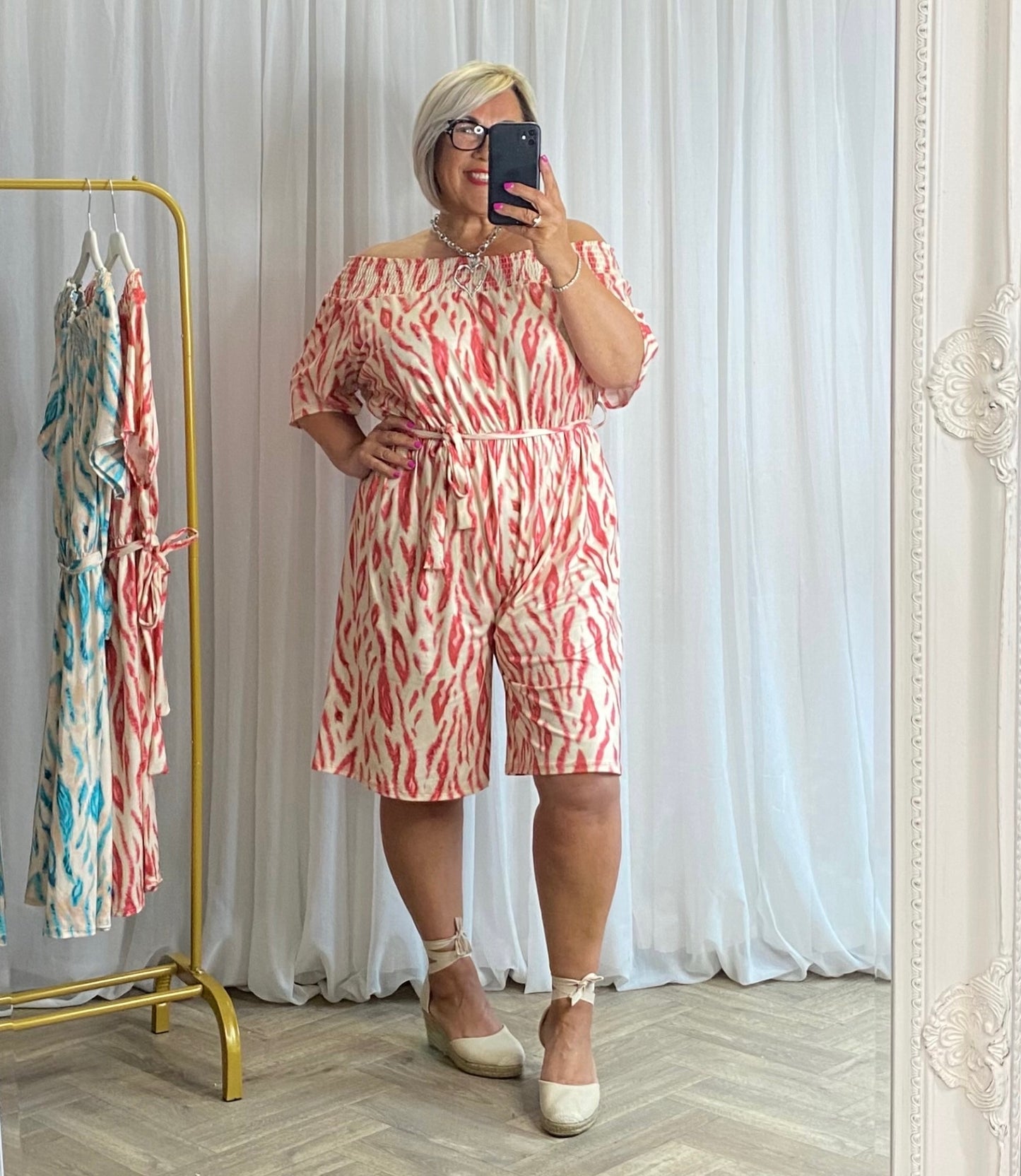 Bardot Playsuit In Pink