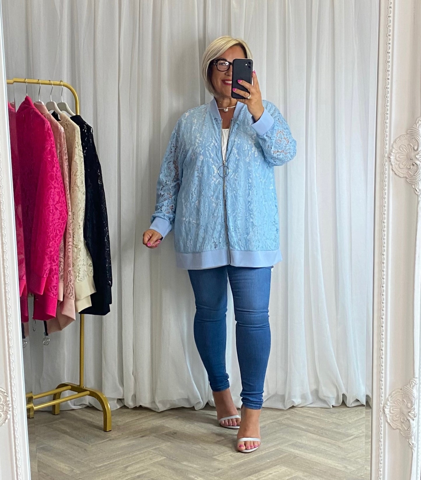 Lace Blazer In Sky Blue