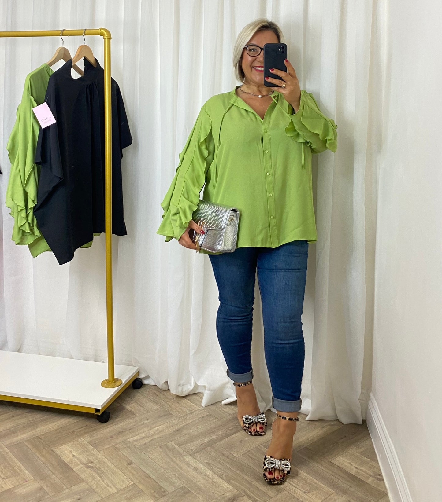 Lime Frill Sleeve Shirt