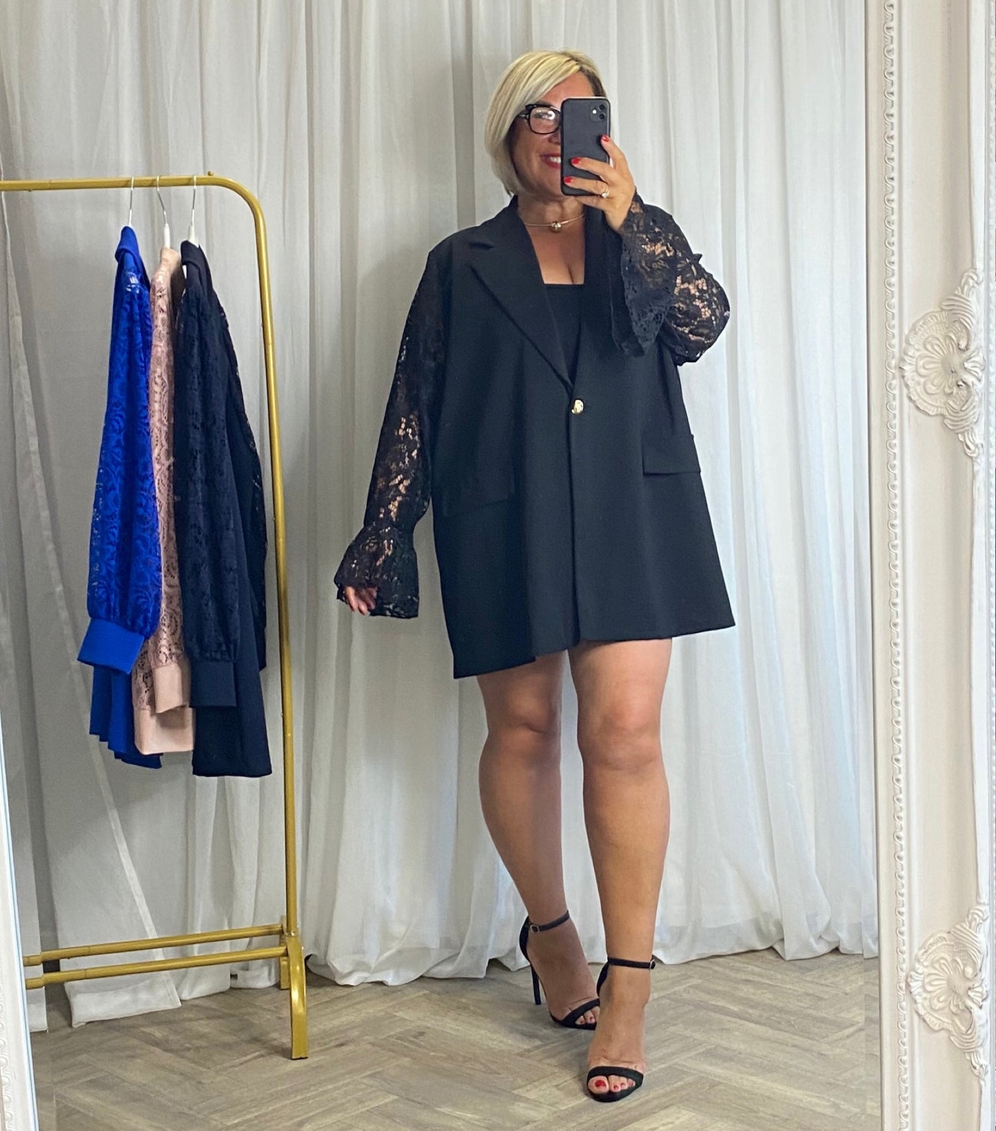 Black Lace Sleeve Blazer