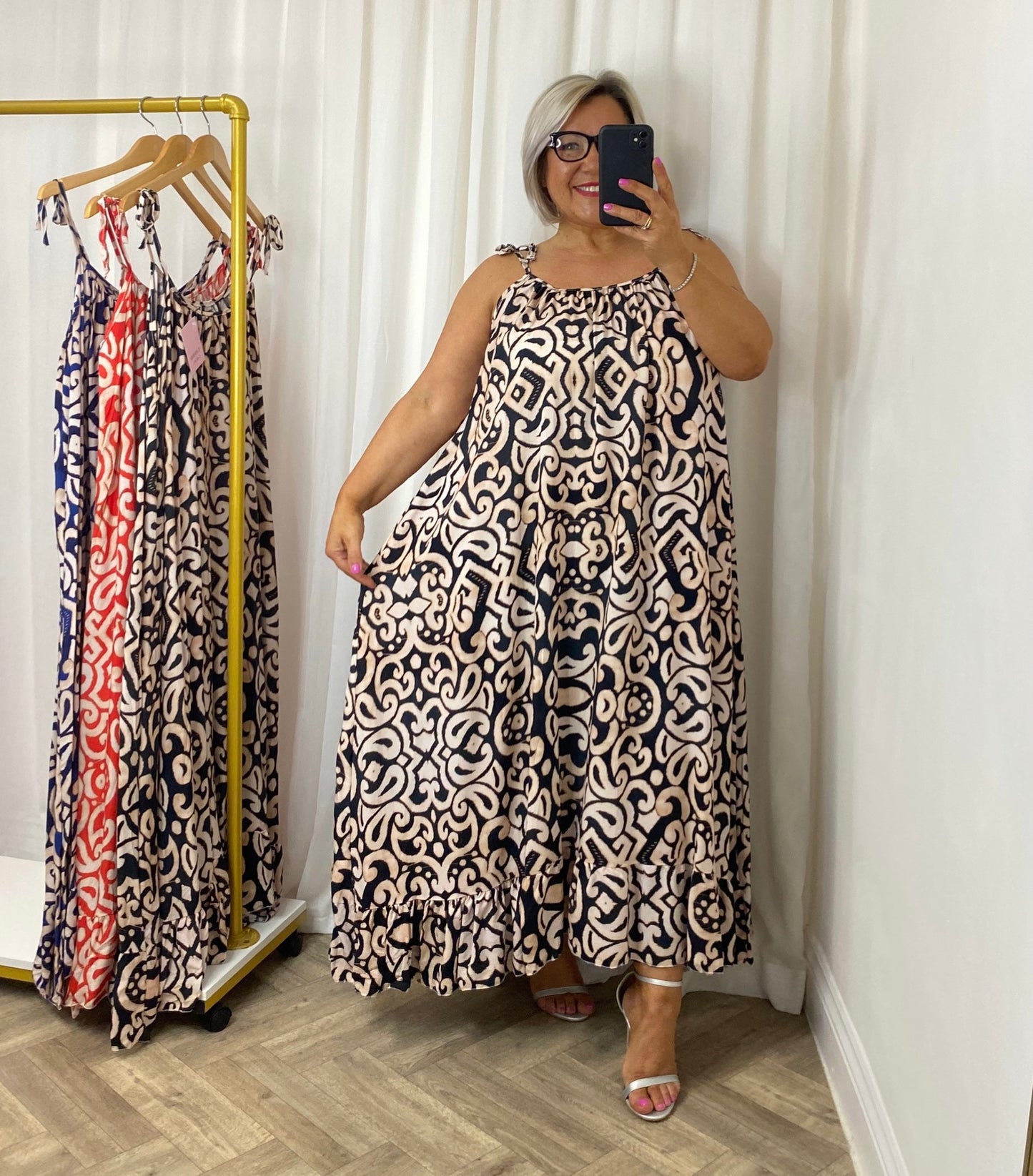 Black Frill Hem Maxi Dress