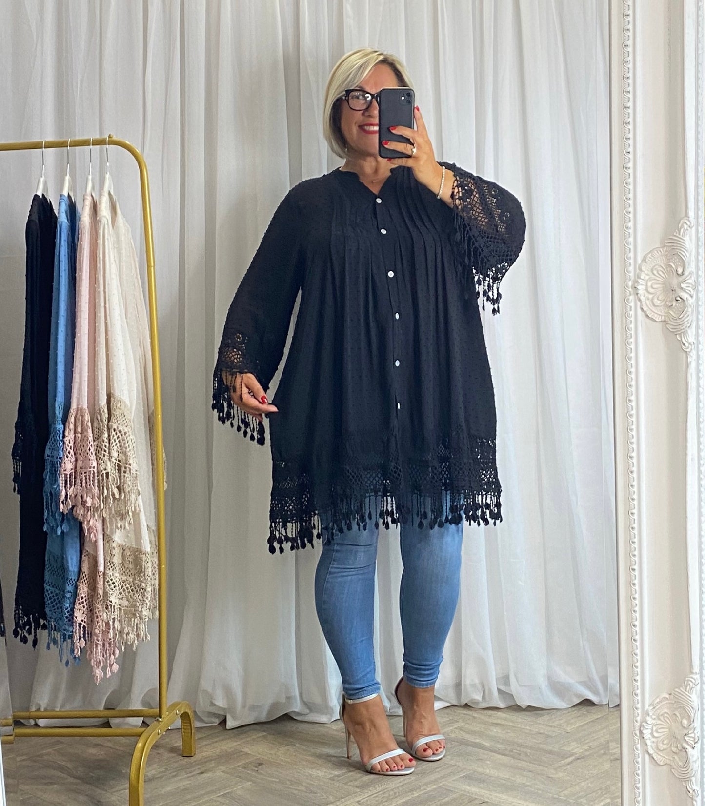 Black Lace Trim Top / Dress