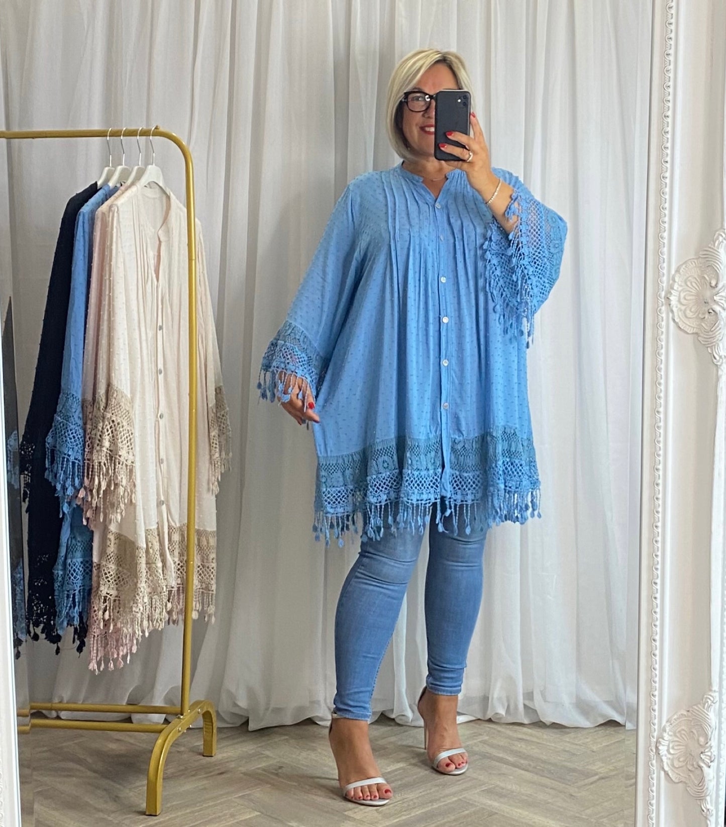 Blue Lace Trim Top / Dress