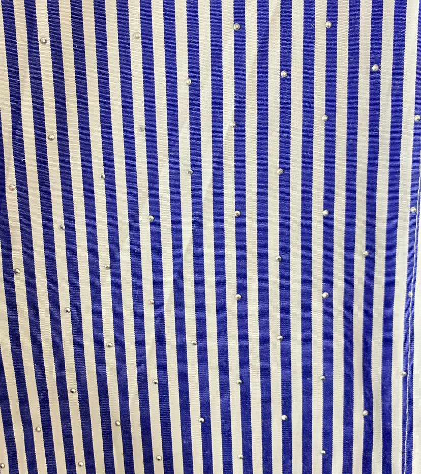 Navy And White Embellished Pinstripe Shirt