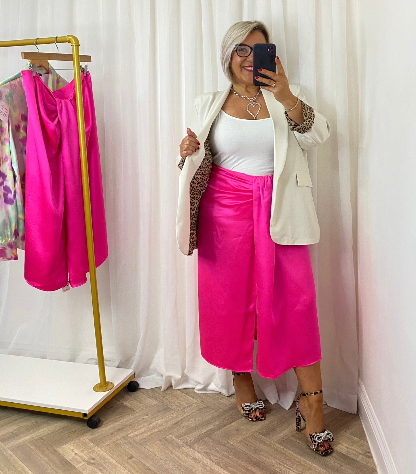 Hot Pink Satin Skirt