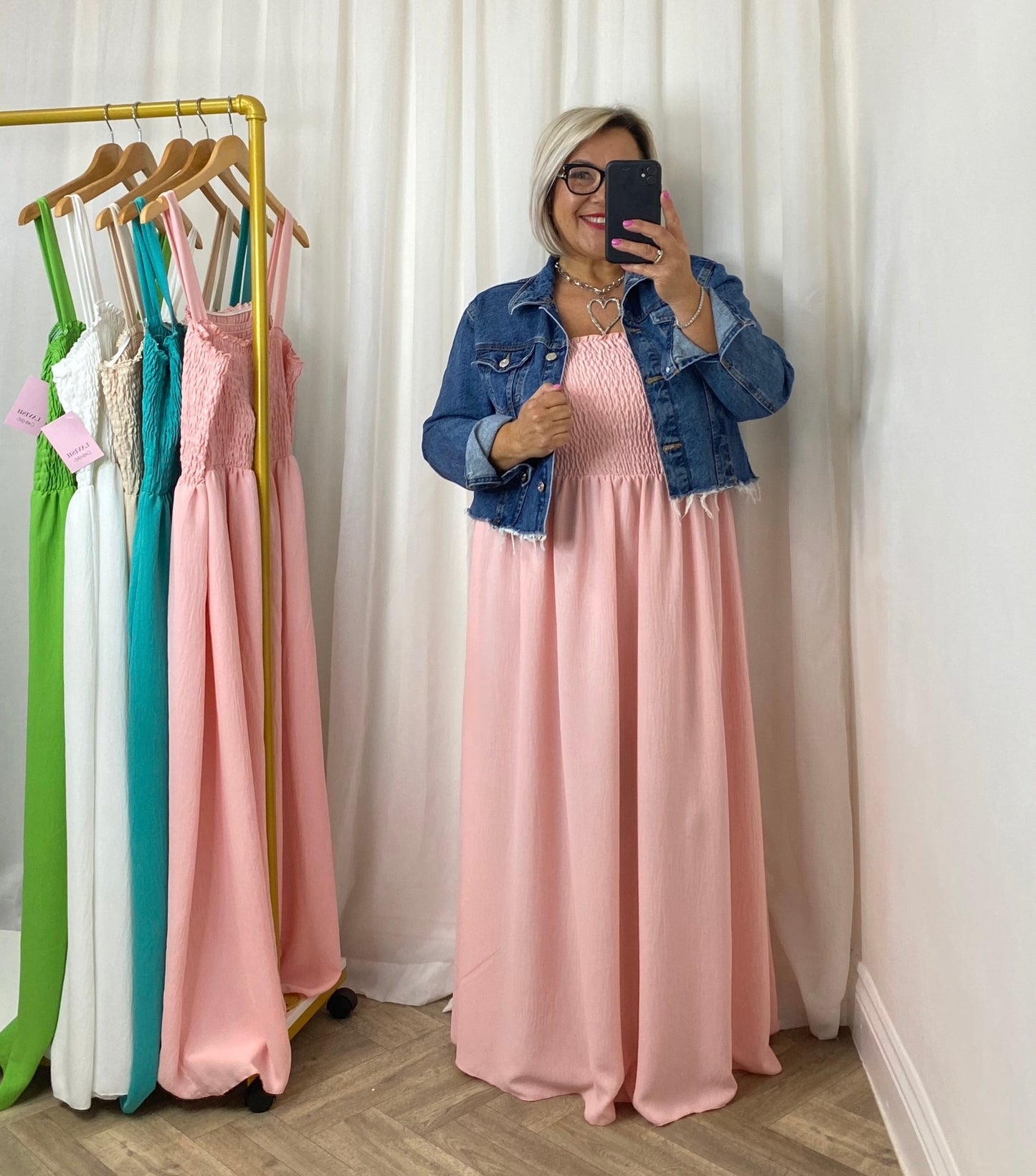 Bubble Gum Pink Shirring Maxi Dress