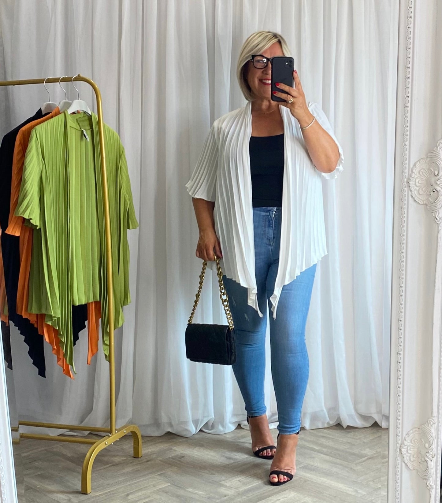 White Pleated Tie Top