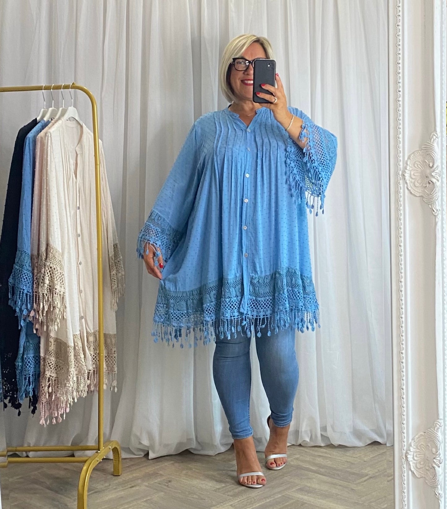 Blue Lace Trim Top / Dress
