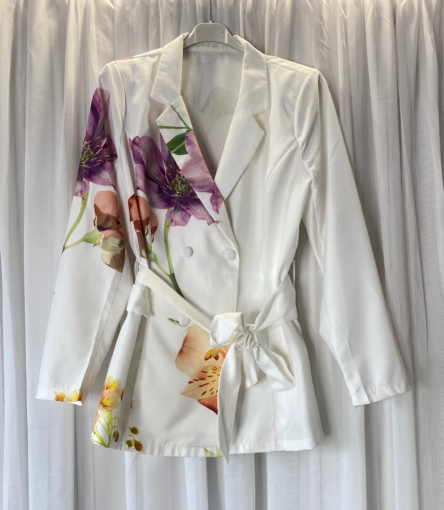 Flower On White Blazer