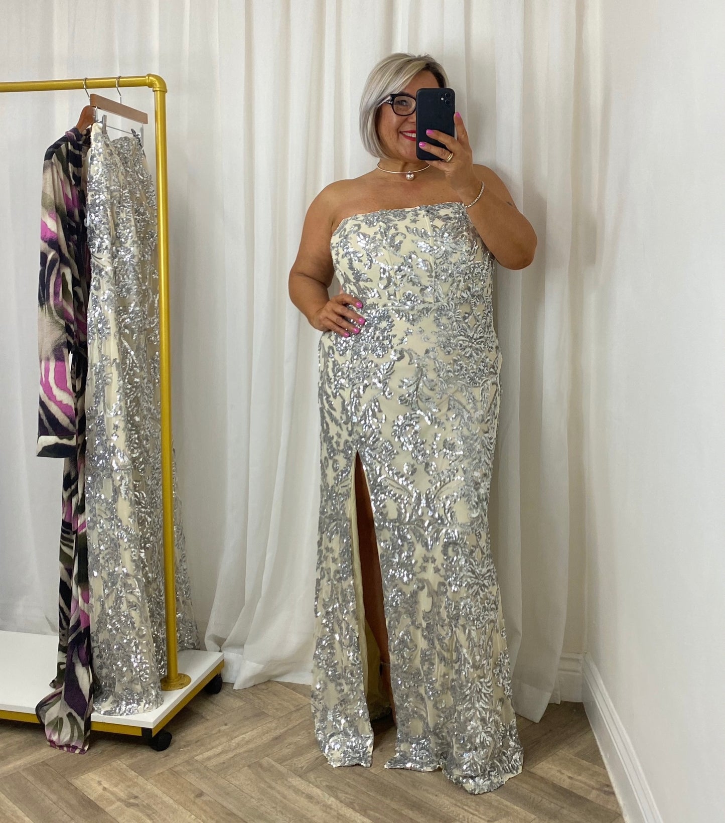 Dress to Impress Luxe Silver Sequins Maxi Dress