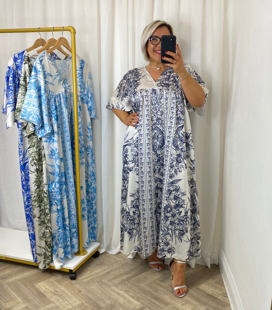 Navy Satin Feel Maxi