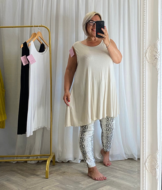 Beige Light Weight Long Vest Top