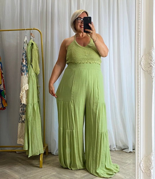 Sunshine Green Lace Top Jumpsuit