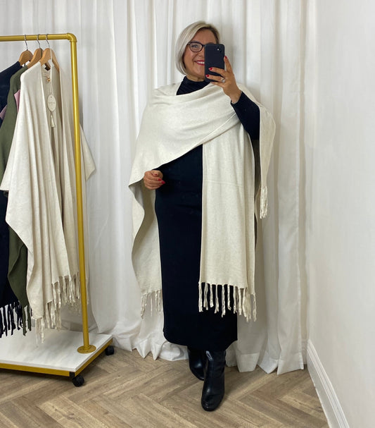 Cream Tassel Shawl