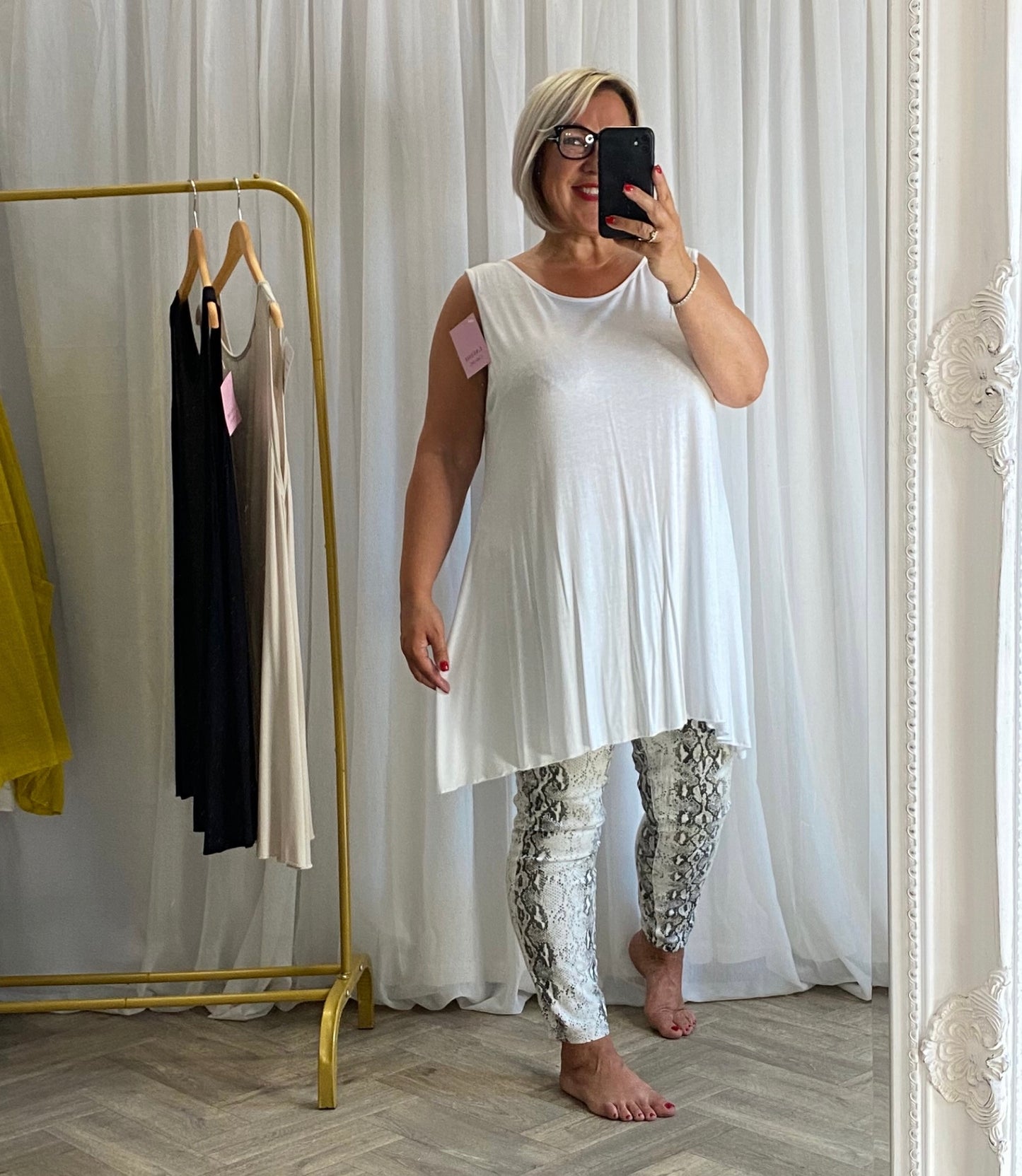 White Light Weight Long Vest Top