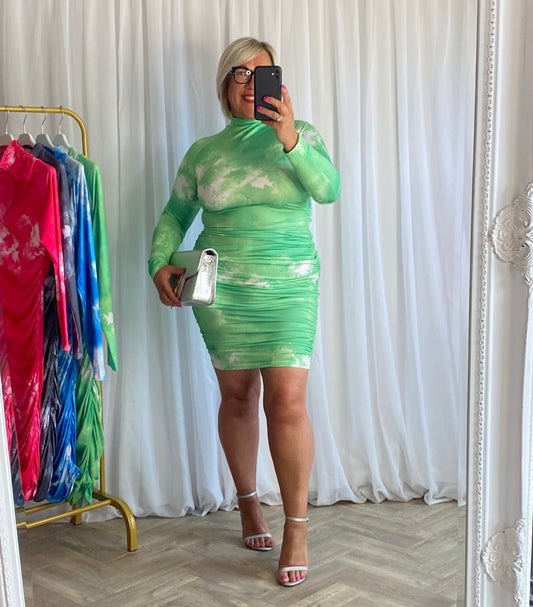 Green Ruched Bodycon Dress