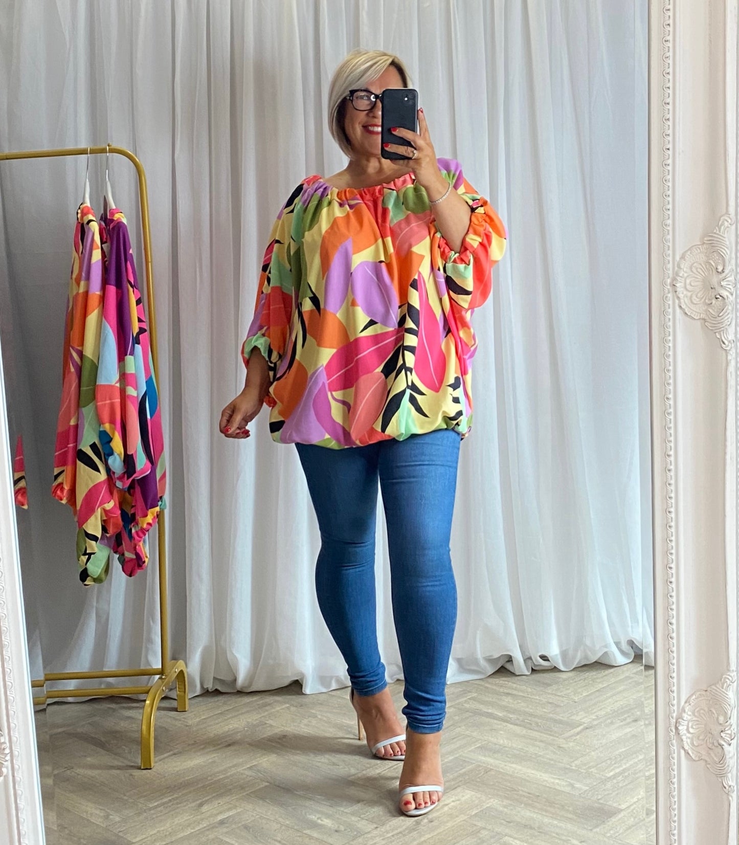 Oversized Yellow Multi Patterned Top