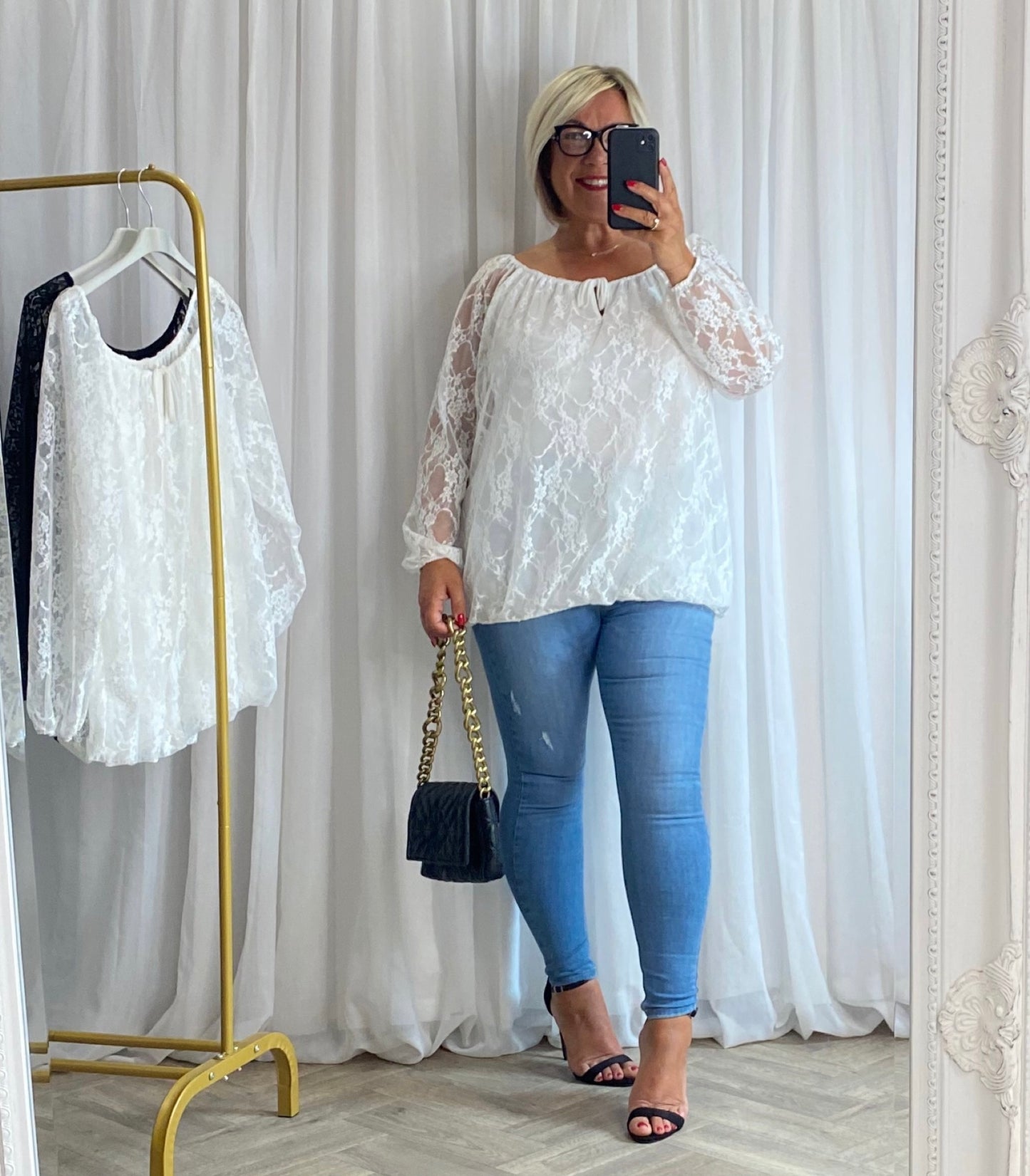 White Balloon Hem Top