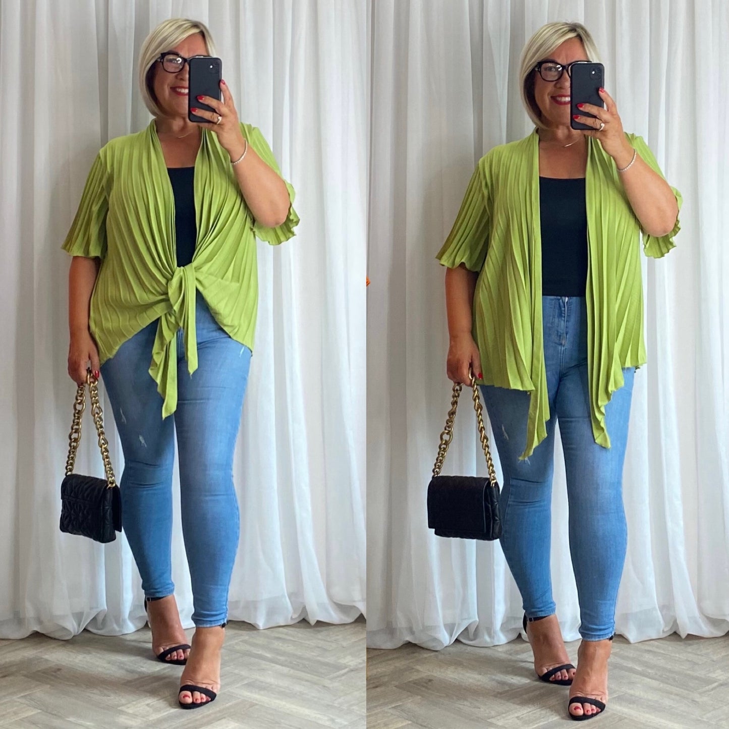 Lime Pleated Tie Top