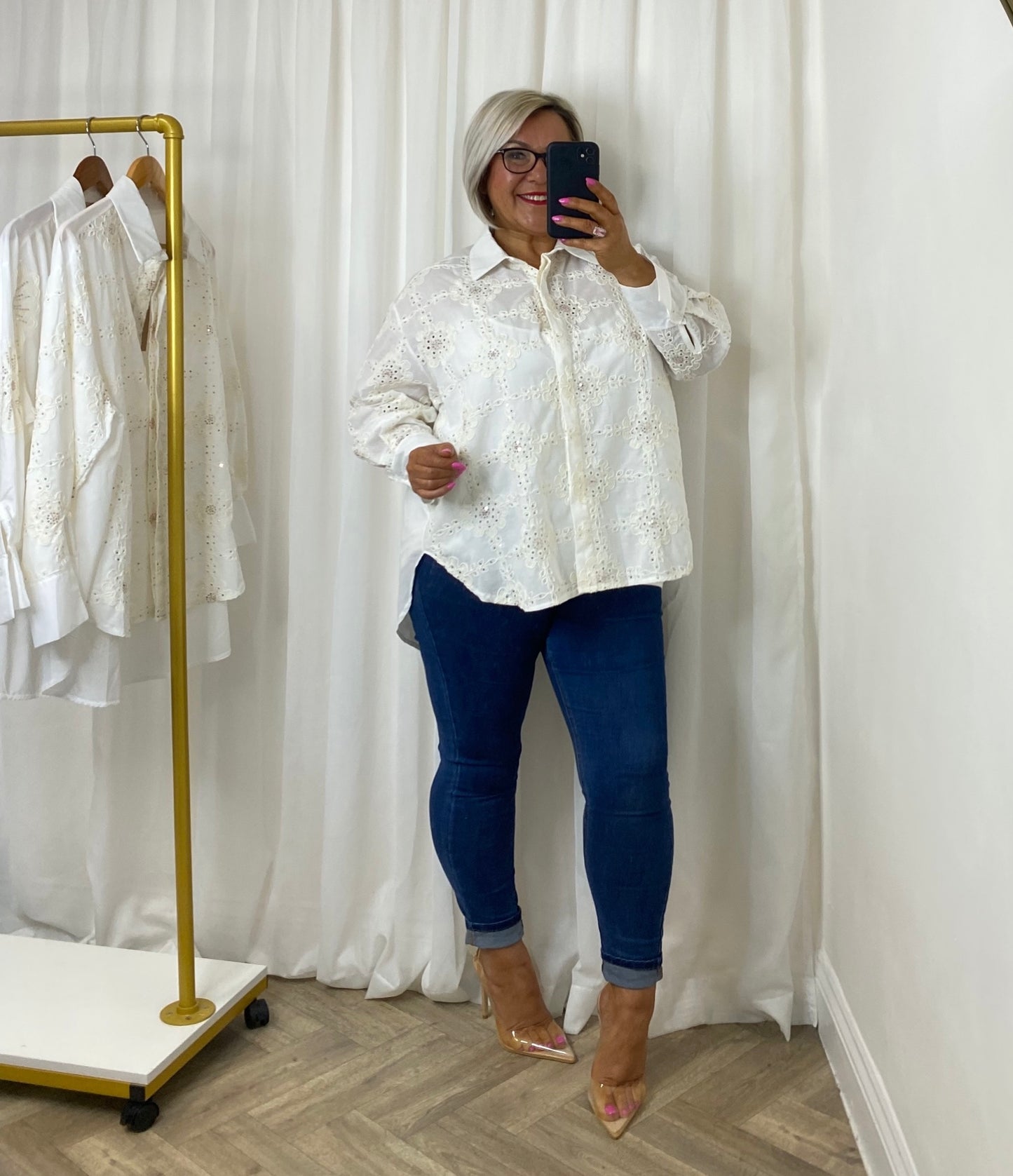 Broderie Anglaise Sequins Shirt