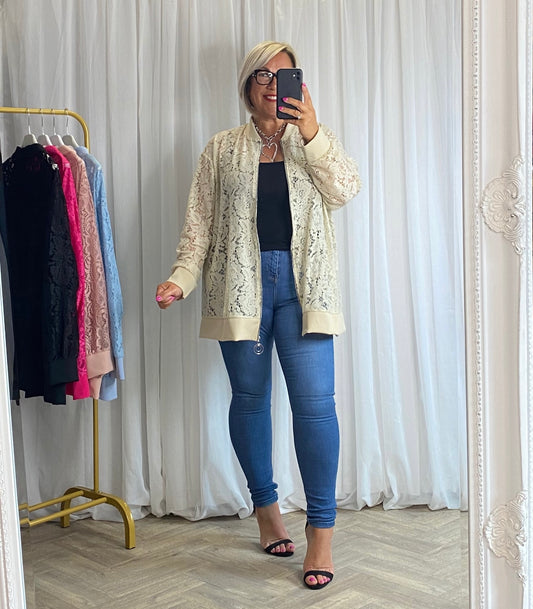 Lace Blazer In Beige