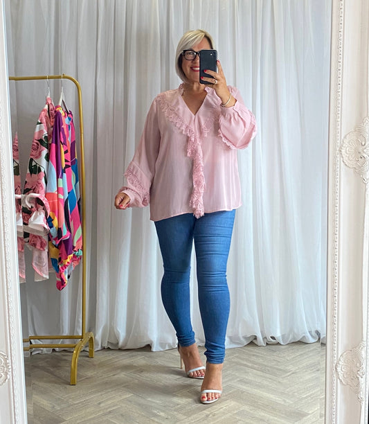 Sunshine Pink Ruffle Top