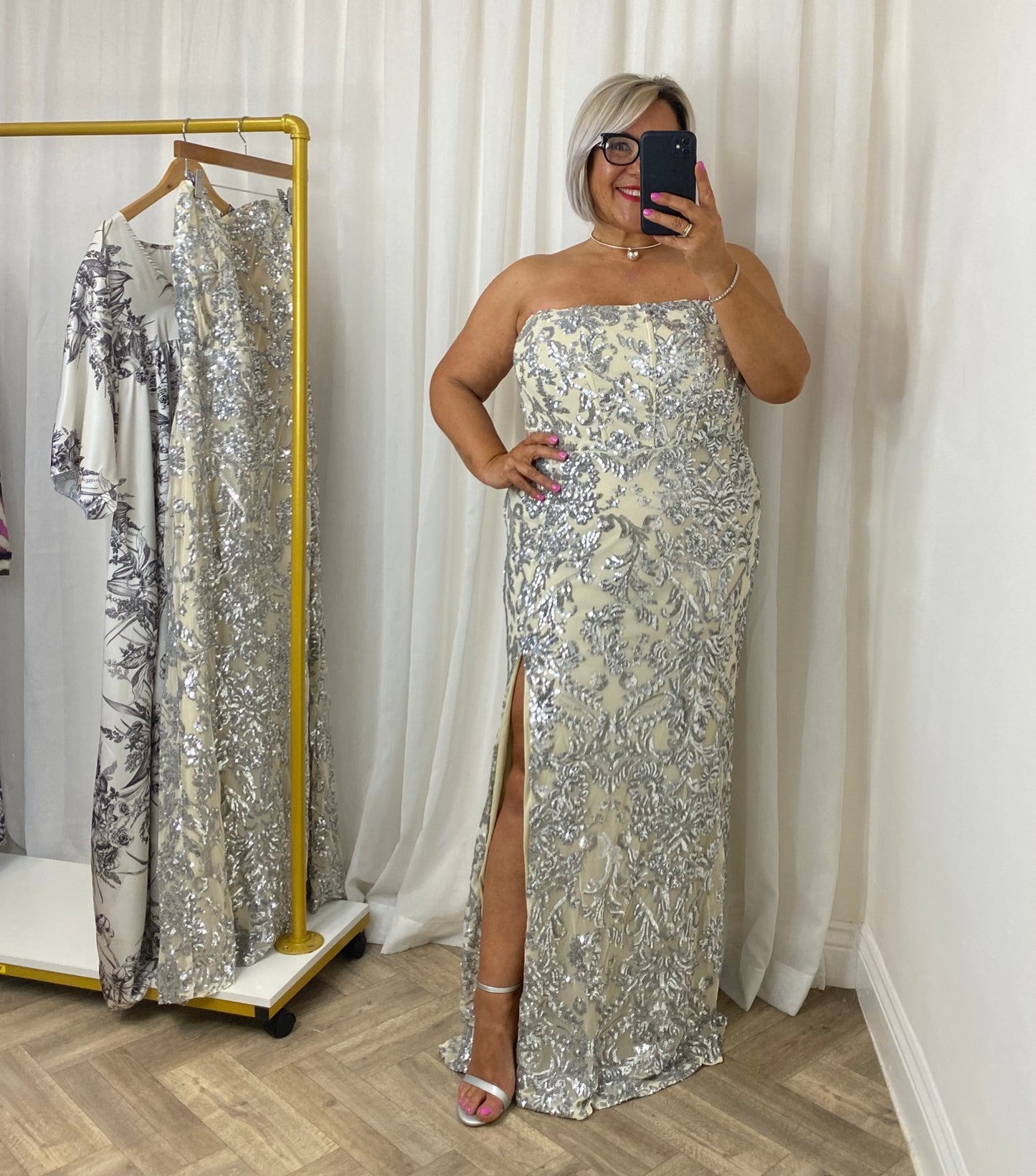 Dress to Impress Luxe Silver Sequins Maxi Dress