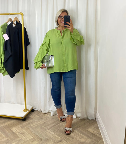 Lime Frill Sleeve Shirt