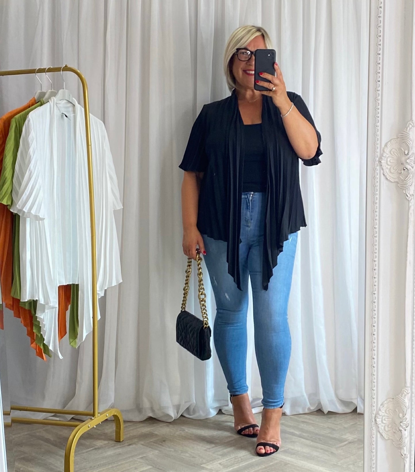Black Pleated Tie Top