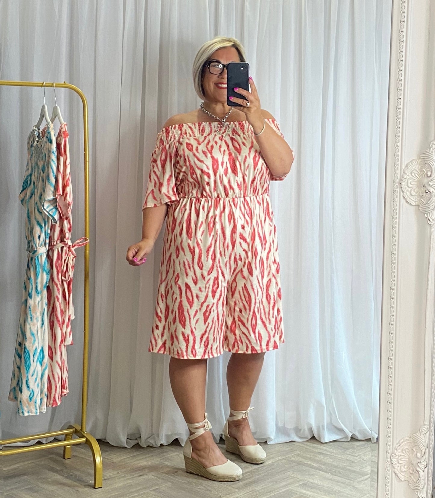 Bardot Playsuit In Pink