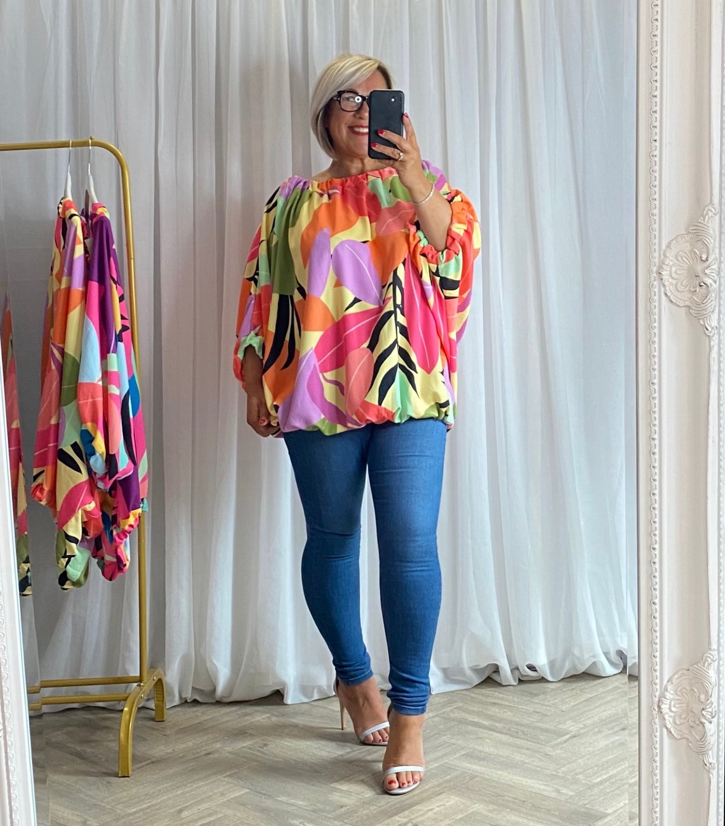 Oversized Yellow Multi Patterned Top