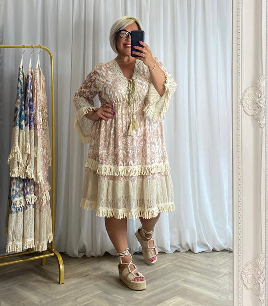 Gorgeous In Cream Boho Dress