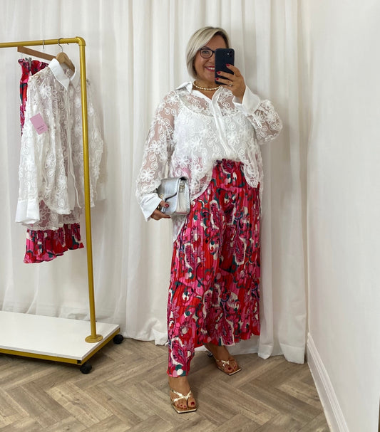 Red Palazzo Trousers