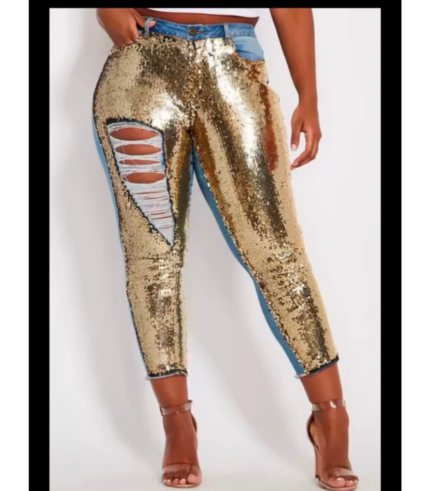 Gold sequins jeans