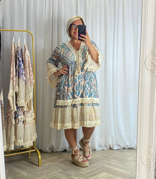 Gorgeous In Aqua Green Boho Dress