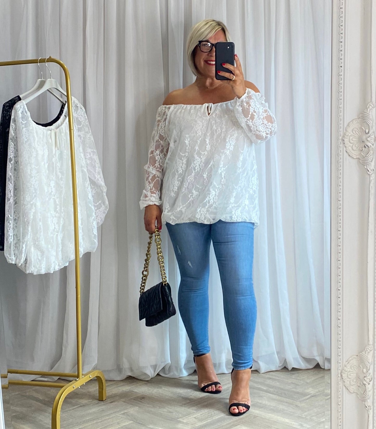 White Balloon Hem Top