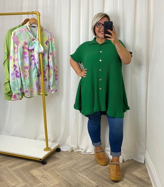 Green Gold Button Top / Dress