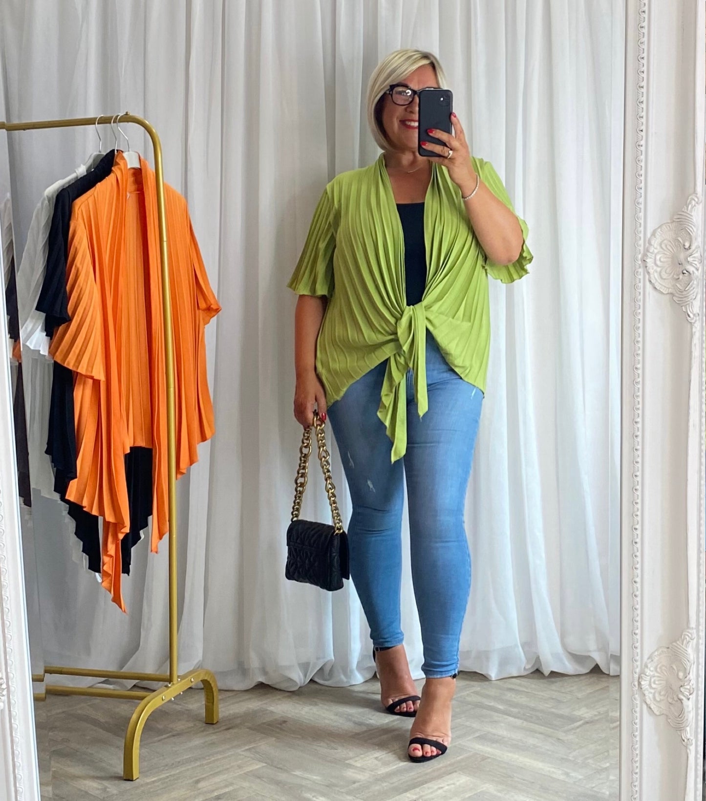Lime Pleated Tie Top