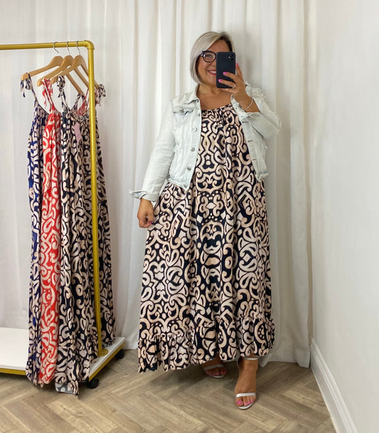 Black Frill Hem Maxi Dress