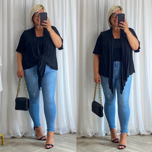 Black Pleated Tie Top