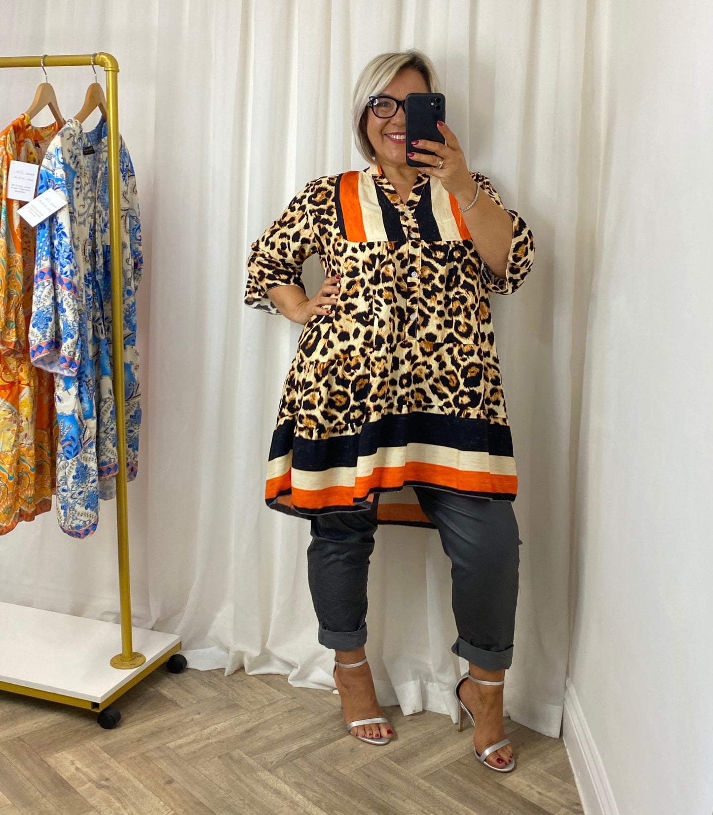 Leopard Contrast Strip Tunic