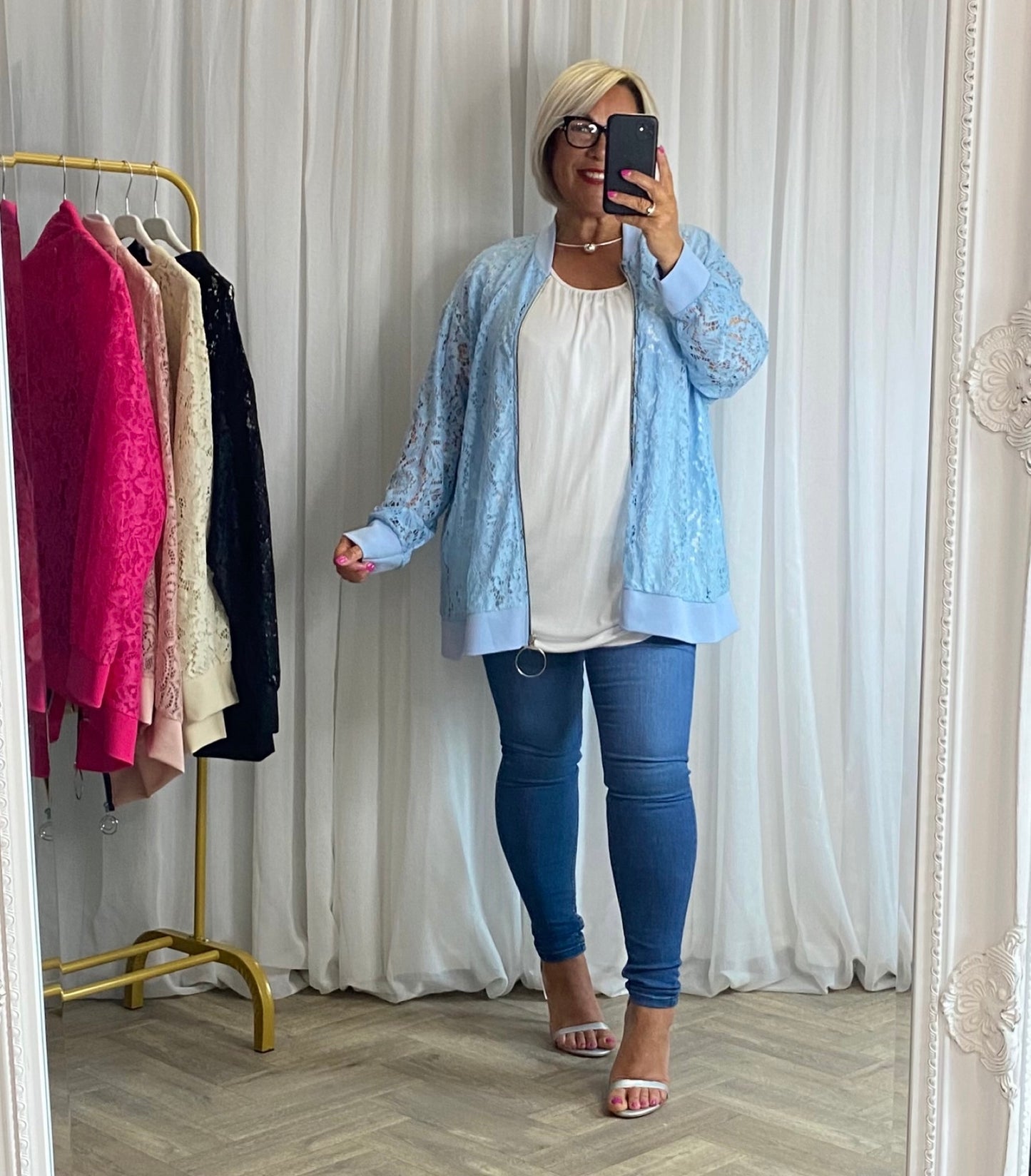 Lace Blazer In Sky Blue