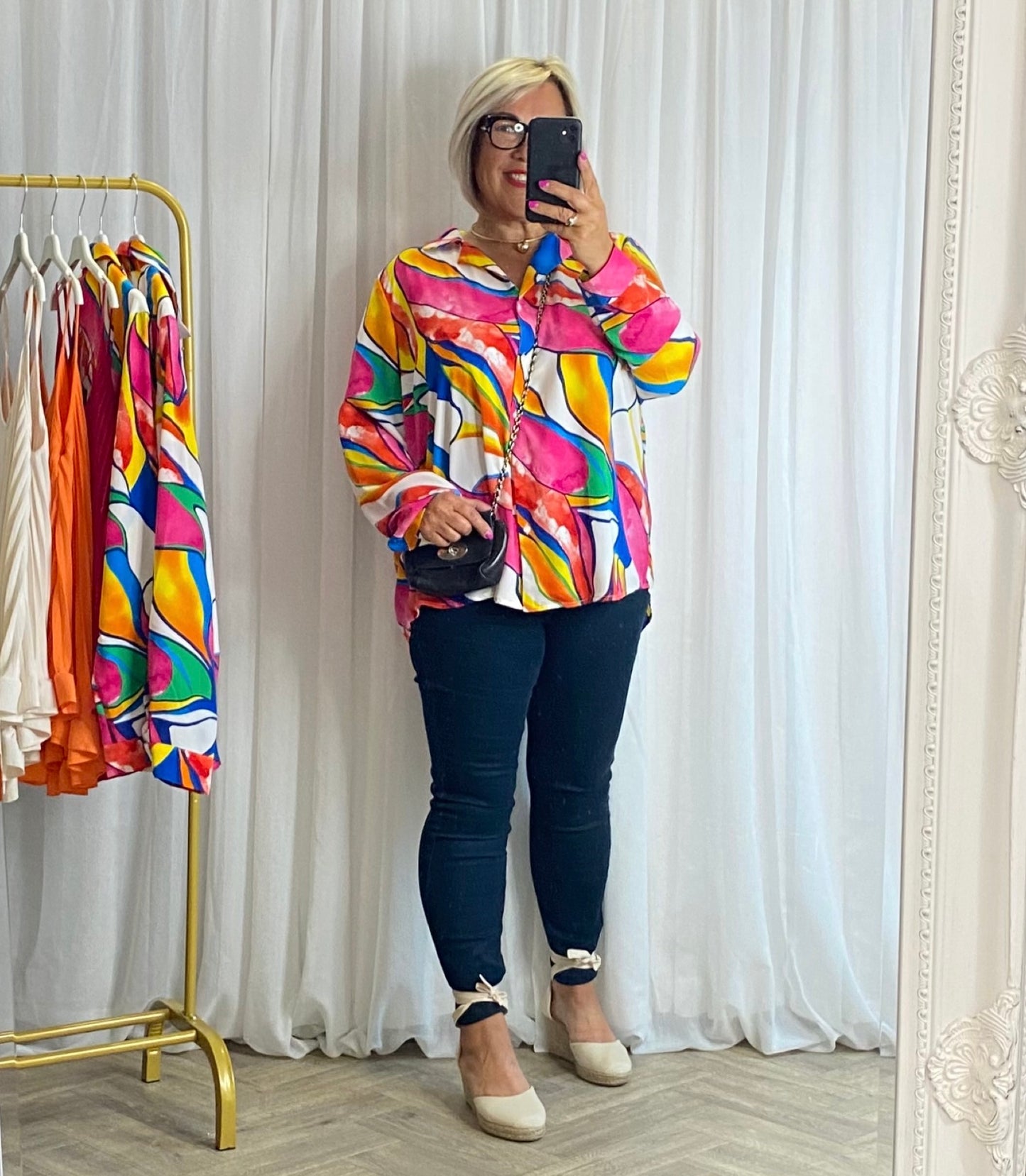 White Multi Colour Shirt