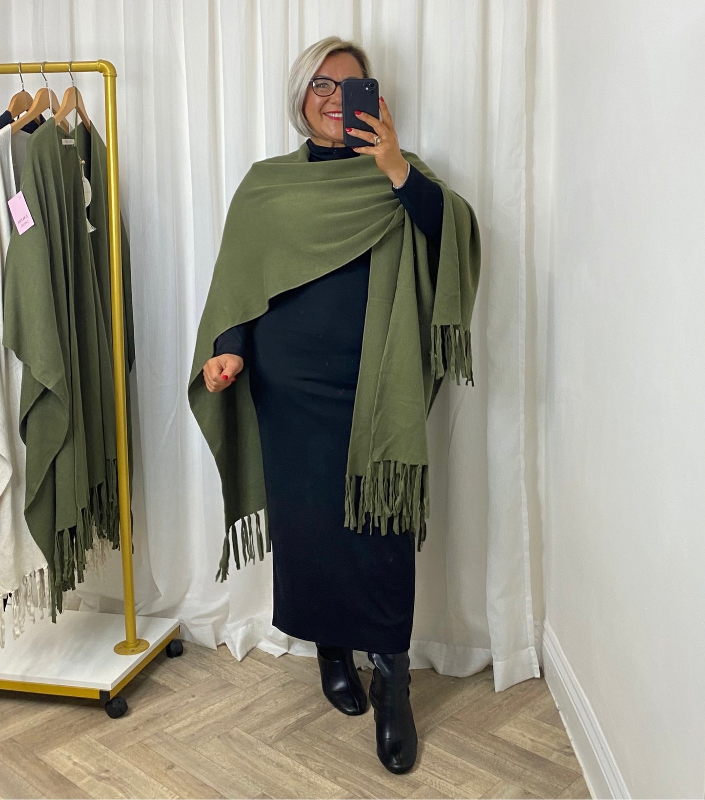 Khaki Tassel Shawl