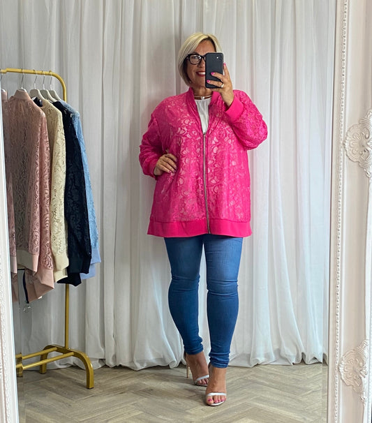 Lace Blazer In Hottest Pink